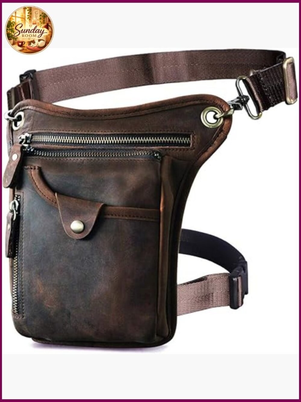 Genuine Leather Waist Pack Crossbody Thigh Bag Hiking Sports Outdoor